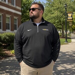 Nike Jacket Men XXL Black Student Life Quarter Zip Pullover Windbreaker Athletic